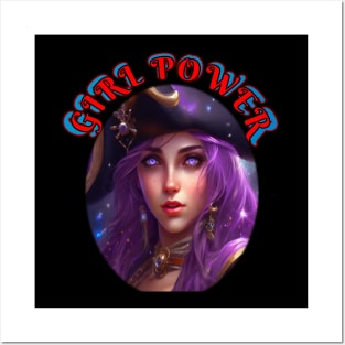 Girl power, violet eyed female pirate Posters and Art